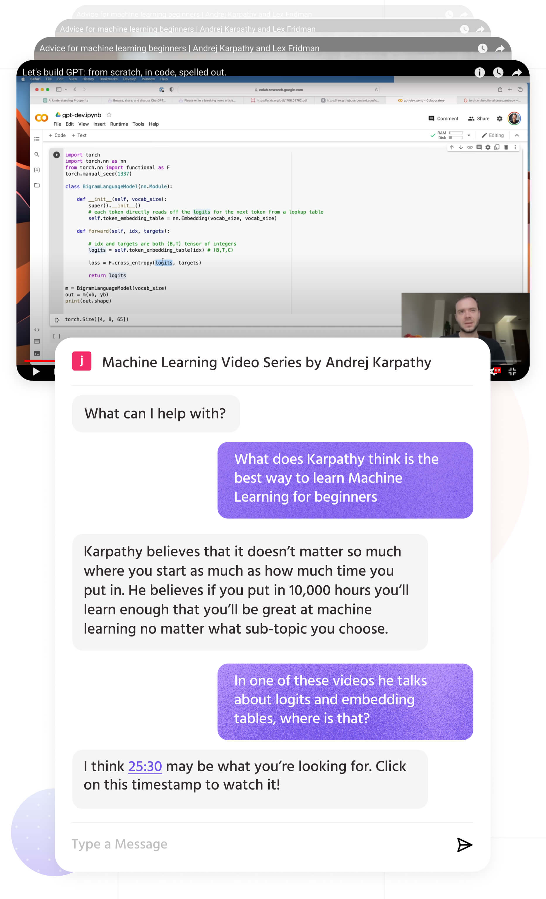 screenshots of YouTube videos being summarized by an AI chatbot GPT