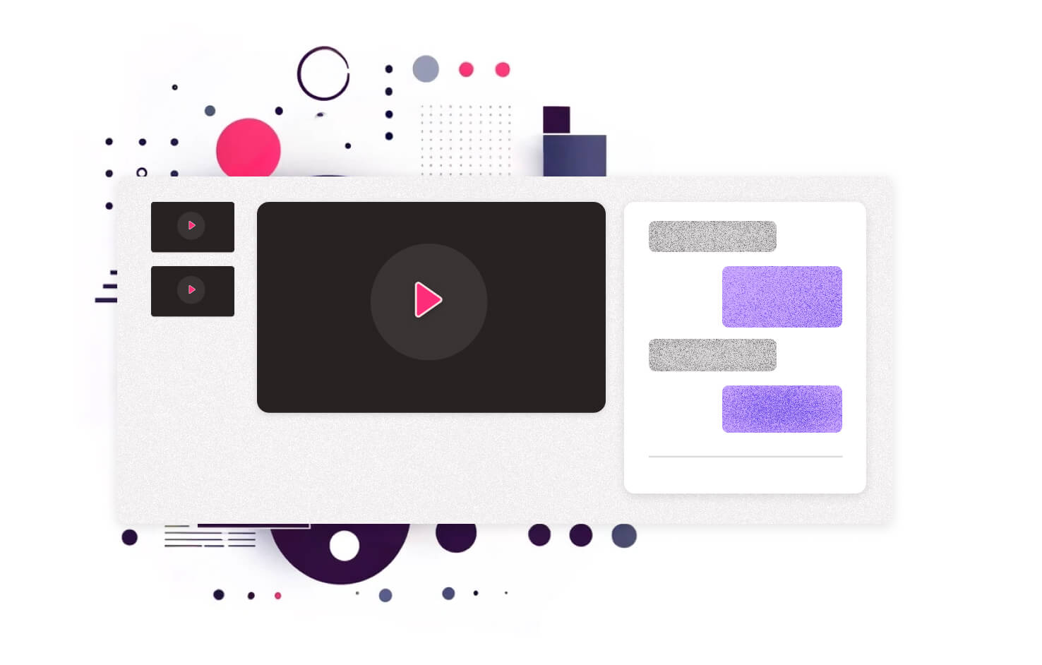 an illustration of multiple video players and an AI chatbot